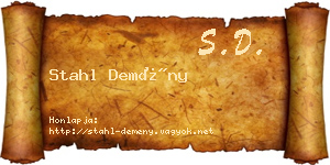 Stahl Demény névjegykártya